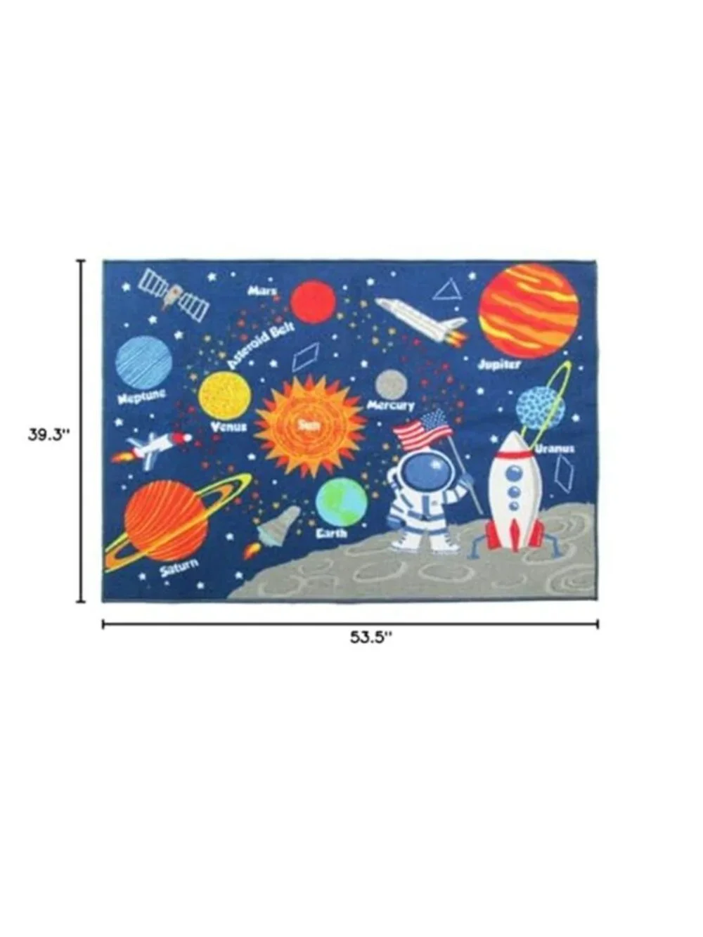 Outer Space Kids Play Area Rug, Solar System Carpet, Galaxy Planets Stars Play